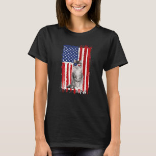 Süße Katze Amerikanische Flagge Patriotisches Haus T-Shirt