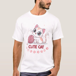Süße Katze – Anbetungswürdiger Kawaii-Garn-Play-De T-Shirt