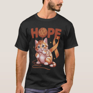 Süße Katze Anhang Krebsbewusstsein Orange Band S T-Shirt