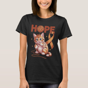 Süße Katze Anhang Krebsbewusstsein Orange Band S T-Shirt