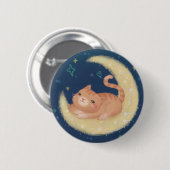 Süße Katze auf dem Mond Button (Vorne & Hinten)