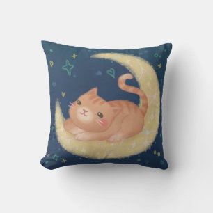 Süße Katze auf dem Mond Kissen