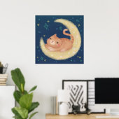Süße Katze auf dem Mond Poster (Heimbüro)