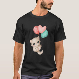 Süße Katze Ballon Fliegendes Kätzchen Katze T-Shirt