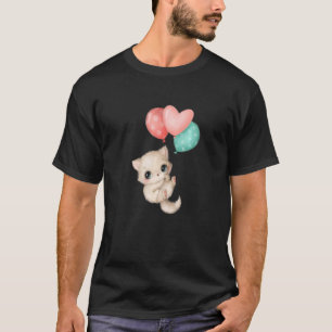 Süße Katze Ballon Fliegendes Kätzchen Katze T-Shirt