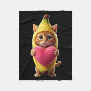 Süße Katze Banane Herz Lustig Sarkastisch Brainrot Fleecedecke