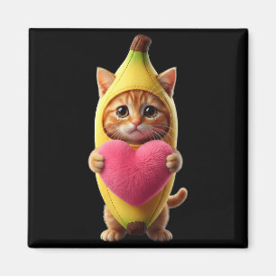 Süße Katze Banane Herz Lustig Sarkastisch Brainrot Magnet