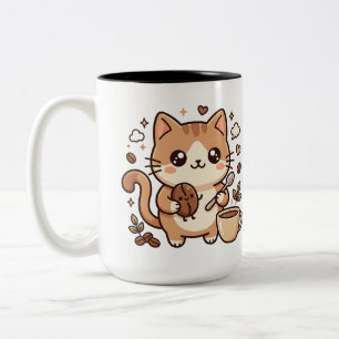 Süße Katze Bean & Spoon Zweifarben-Kaffeetasse Zweifarbige Tasse