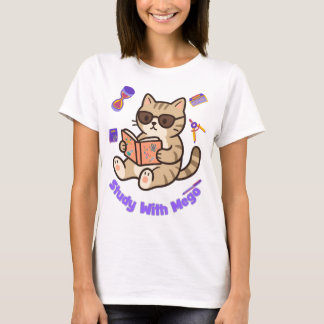 Süße Katze beim Lernen mit Sonnenbrille lustiges T T-Shirt