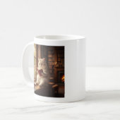 Süße Katze beim Lesen Kaffeetasse (Vorderseite Links)