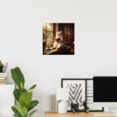 Süße Katze beim Lesen Poster (Heimbüro)
