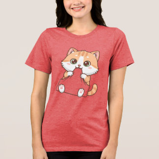 Süße Katze Beißt T-Shirt Tri-Blend Shirt