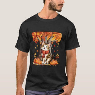 Süße Katze Blatt Herbst Herbst für Katzenliebhaber T-Shirt