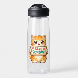 Süße Katze Bleib Positiv Kunstwerk Trinkflasche