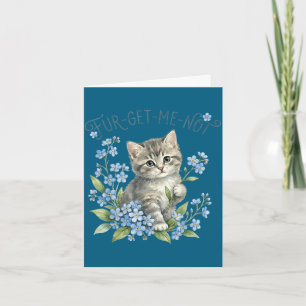 Süße Katze & Blumen Vergissmeinnicht-Geschenk Frau Karte