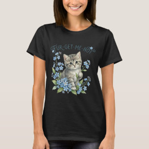 Süße Katze & Blumen Vergissmeinnicht-Geschenk Frau T-Shirt
