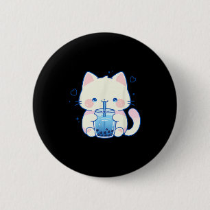 Süße Katze Boba Japan Süß Ästhetisch Anime Mädchen Button