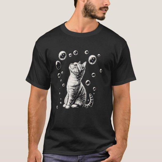 Süße Katze Bubbles T-Shirt (Vorderseite)