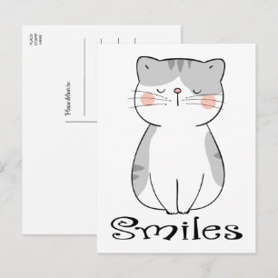Süße Katze denkt an Dich vermisst Dich Hallo Katze Postkarte