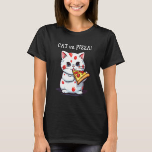 Süße Katze, die Pizza isst - Katze gegen Pizza T-Shirt