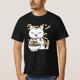 Süße Katze, die Ramen isst Geschenk für Katzen- T-Shirt