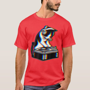 Süße Katze Dj House Musik EDM Rave Kätzchen Deejay T-Shirt