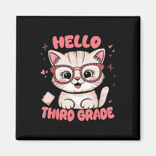 Süße Katze Dritte 3. Klasse Vibes Zurück zur Schul Magnet