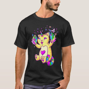 Süße Katze Einhorn Uni Katze Farbige Katze T-Shirt
