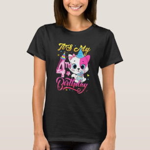 Süße Katze Es ist mein 4. Geburtstag Mädchen Kinde T-Shirt