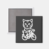 Süße Katze fährt Fahrrad Magnet (Vorderseite/Rückseite)