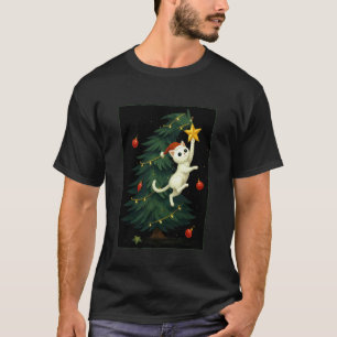Süße Katze fällt Weihnachtsbaum Kätzchen Lustiges T-Shirt