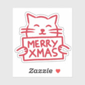 Süße Katze Frohe Weihnachten Aufkleber (Blatt)