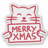 Süße Katze Frohe Weihnachten Aufkleber (Vorderseite)