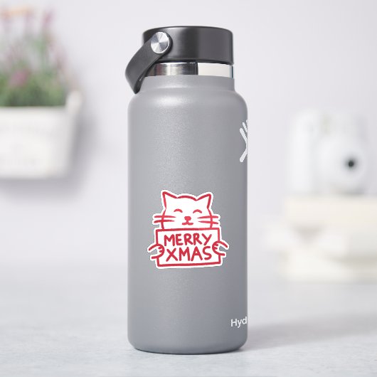 Süße Katze Frohe Weihnachten Aufkleber (HydroFlask)