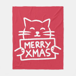 Süße Katze Frohe Weihnachten Fleecedecke
