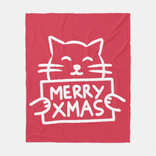 Süße Katze Frohe Weihnachten Fleecedecke