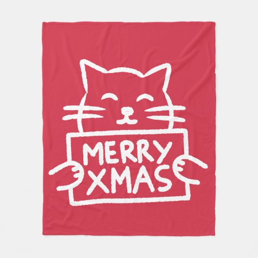 Süße Katze Frohe Weihnachten Fleecedecke (Vorderseite)
