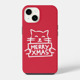 Süße Katze Frohe Weihnachten iPhone 14 Hülle