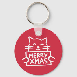 Süße Katze Frohe Weihnachten Schlüsselanhänger