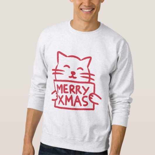 Süße Katze Frohe Weihnachten Sweatshirt (Vorderseite)