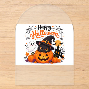 Süße Katze Frohes Halloween Reisebecher - Kawaii H Acryleinladungen