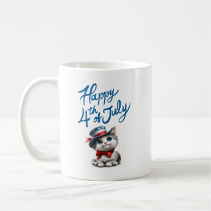 Süße Katze Frohes viertes Juli 4. Kaffeetasse