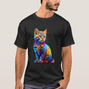 Süße Katze für Kinder Katzenliebhaber Bunte Kunst T-Shirt