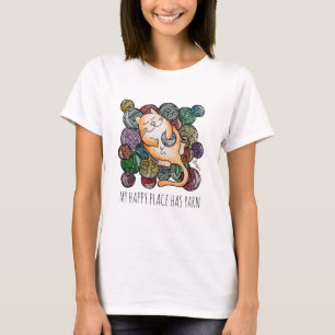 Süße Katze Garn Himmel Strickwolle Stricker T-Shirt