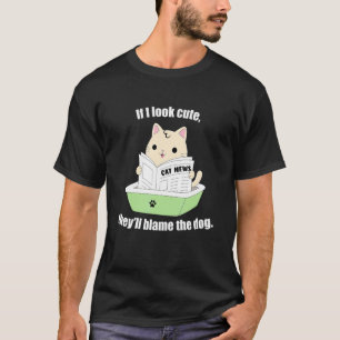 Süße Katze gibt dem Hund die Schuld Katzenphrase T-Shirt