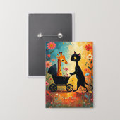 Süße Katze Giraffe Knopf Button (Vorderseite/Rückseite)