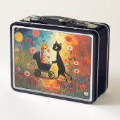 Süße Katze Giraffe Metall Lunchbox (Rückseite)