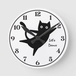 Süße Katze, Glückliche Katze,Lasst uns tanzen, Mod Runde Wanduhr