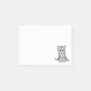 Süße Katze Graue Tabby-Kätzchen-Mama Cartoon-Kätzc Post-it Klebezettel