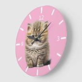 Süße Katze Große Wanduhr (Winkel)